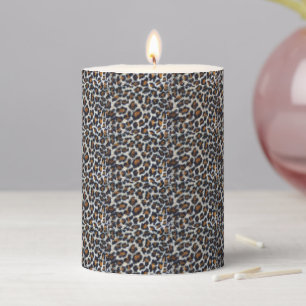 funky fun fluffy leopard print pattern  pillar can candle