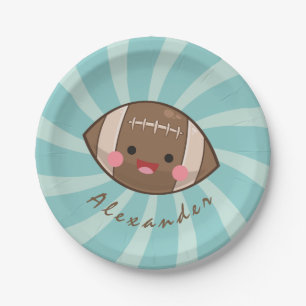 Funky Fun Football Kawaii Personalized Kids Party Paper Plates