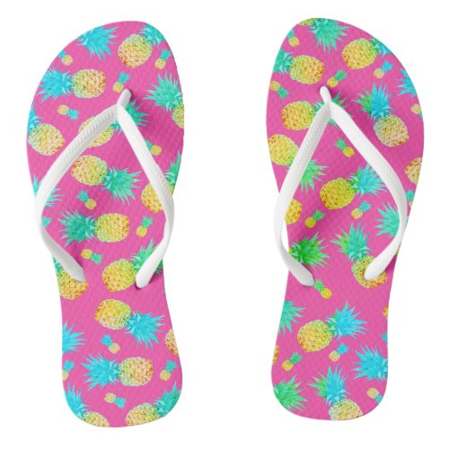 Funky Fun Pineapple Print  Colorful Summer Flip Flops