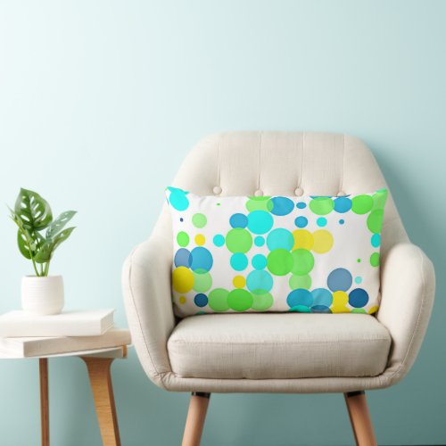Funky Fun Vibrant Summer Colors Polka Dots Pattern Lumbar Pillow