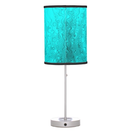 Funky Fun Wave Pattern - Vibrant Aqua Custom Table Lamp (Back)
