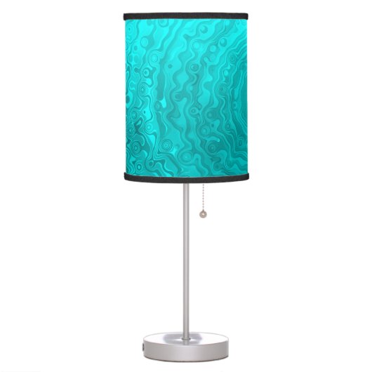 Funky Fun Wave Pattern - Vibrant Aqua Custom Table Lamp (Left)