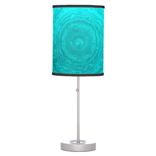 Funky Fun Wave Pattern - Vibrant Aqua Custom Table Lamp (Front)