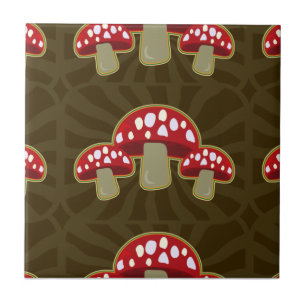 Funky Fungi Mushroom Pattern Tile