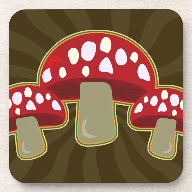 Funky Fungi Mushrooms Drink Coaster (Front)