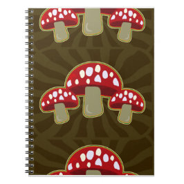 Funky Fungi Retro Art Mushroom Pattern Notebook