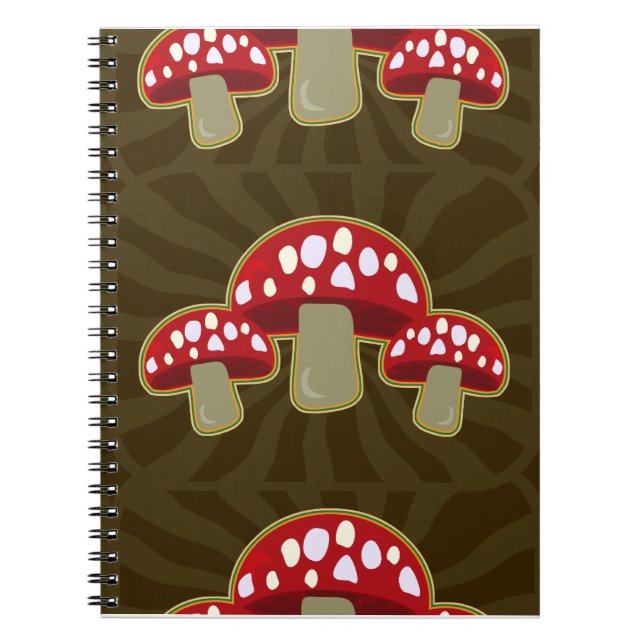 Funky Fungi Retro Art Mushroom Pattern Notebook (Front)