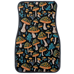 Funky Fungi Underfoot: Groovy Mushrooms Pattern Car Floor Mat