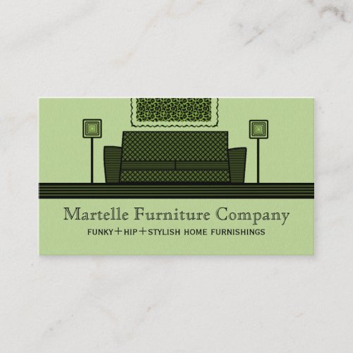 Funky Furniture Business Card, Olive Green