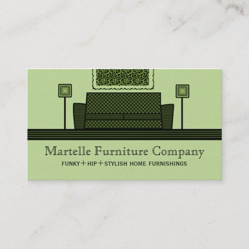 Customizable Funky Furniture Business Card, Olive Green