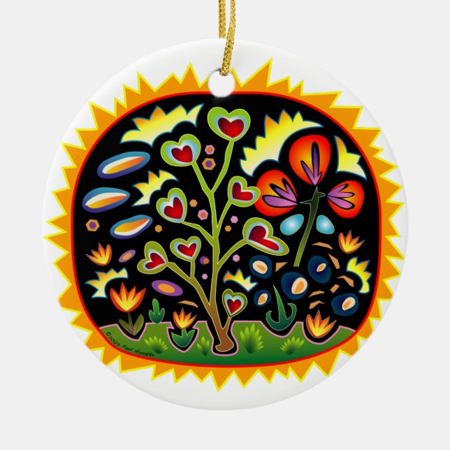 Funky Garden Ceramic Ornament (Front)