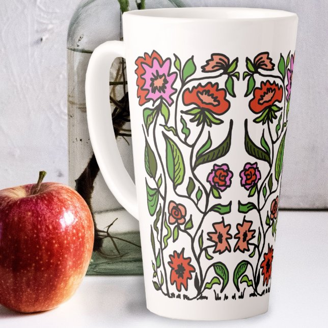 Funky Garden Flowers Illustrated  Latte Mug (Creator Uploaded)