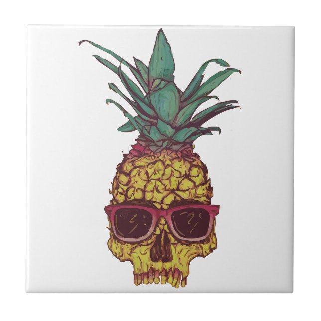 Funky Geek Cool Pineapple Punk Ceramic Tile (Front)