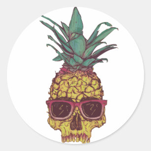 Funky Geek Cool Pineapple Punk Classic Round Sticker