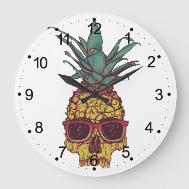 Funky Geek Cool Pineapple Punk Design Large Clock (Front)