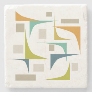 Funky Geometric Corners Mid Century Modern Stone Coaster