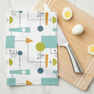 Funky Geometric Flowchart Mid Century Pattern Kitchen Towel