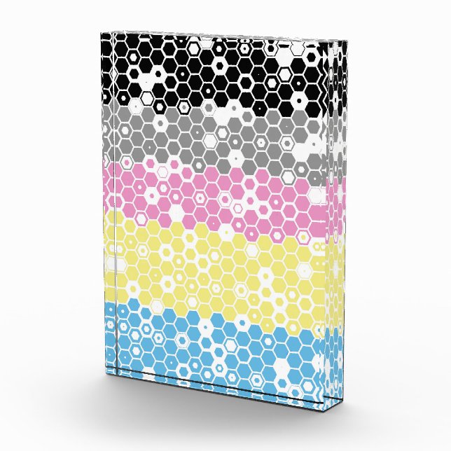 Funky Geometric Mod Abstract Polygender Pride Flag Acrylic Award (Right)