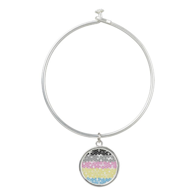 Funky Geometric Mod Abstract Polygender Pride Flag Bangle Bracelet (Front)