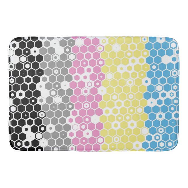 Funky Geometric Mod Abstract Polygender Pride Flag Bath Mat (Front)