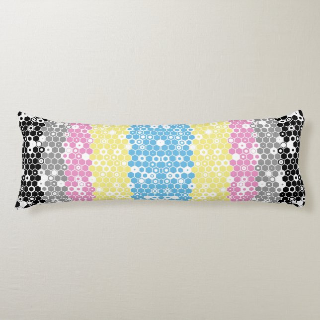 Funky Geometric Mod Abstract Polygender Pride Flag Body Pillow (Front)