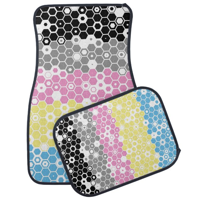 Funky Geometric Mod Abstract Polygender Pride Flag Car Floor Mat (Set)