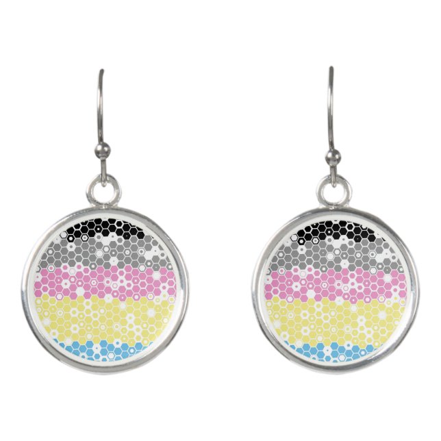 Funky Geometric Mod Abstract Polygender Pride Flag Earrings (Front)