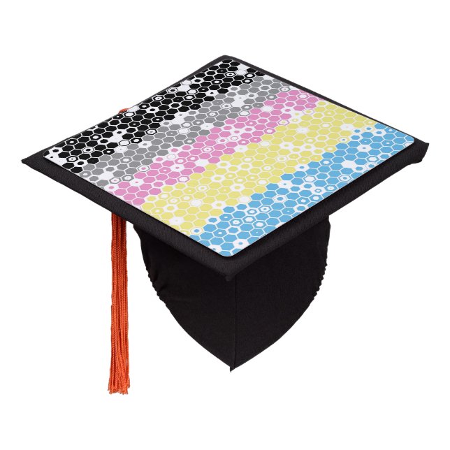 Funky Geometric Mod Abstract Polygender Pride Flag Graduation Cap Topper (Angled)