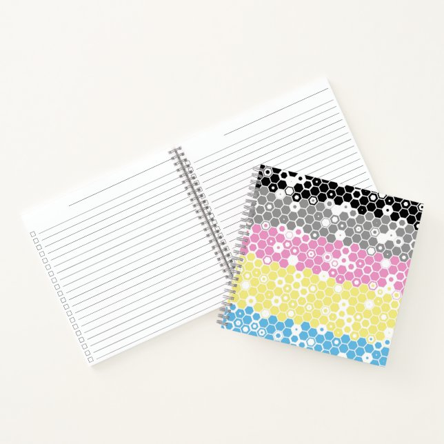 Funky Geometric Mod Abstract Polygender Pride Flag Notebook (Inside)
