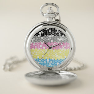 Funky Geometric Mod Abstract Polygender Pride Flag Pocket Watch