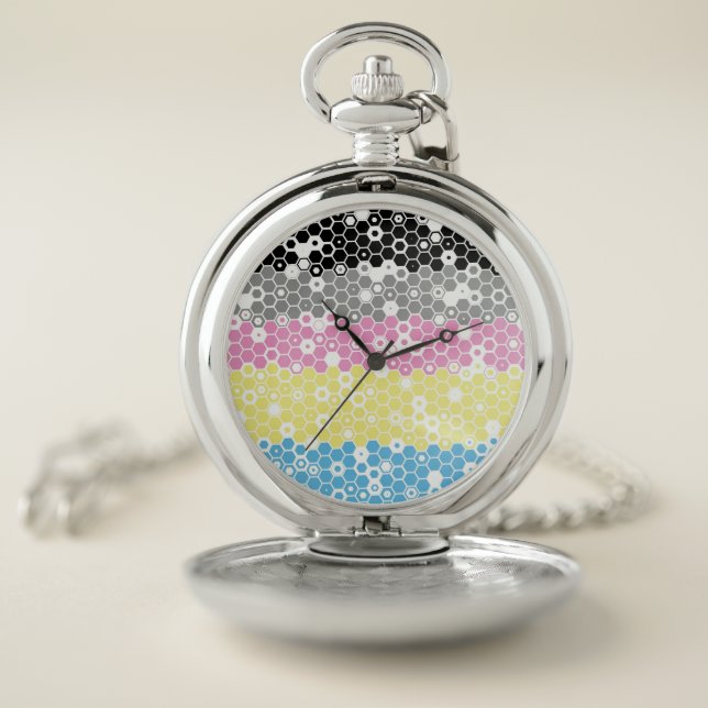Funky Geometric Mod Abstract Polygender Pride Flag Pocket Watch (Inside)