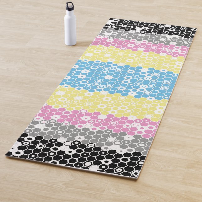 Funky Geometric Mod Abstract Polygender Pride Flag Yoga Mat (In Situ)