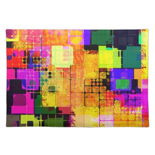 Funky Geometric Multicolored Design Cloth Placemat