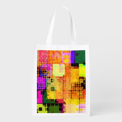 Funky Geometric Multicolored Design Grocery Bag