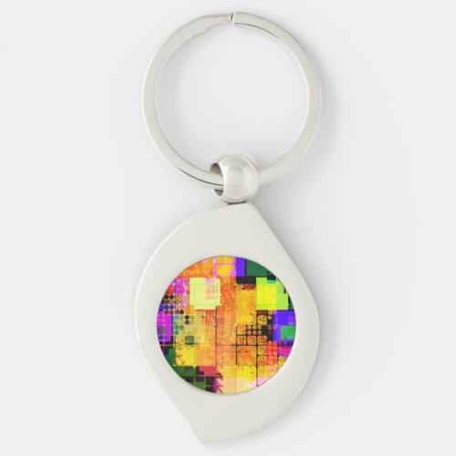 Funky Geometric Multicolored Design Keychain