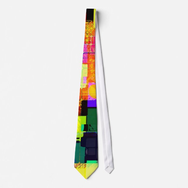 Funky Geometric Multicolored Design Neck Tie (Front)