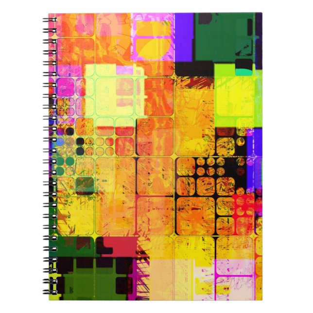 Funky Geometric Multicolored Design Notebook (Front)