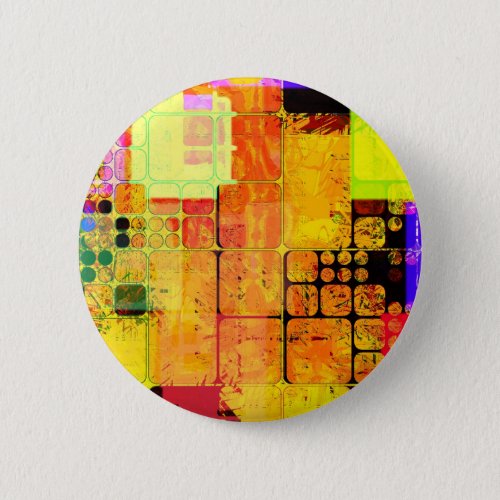 Funky Geometric Multicolored Design Pinback Button