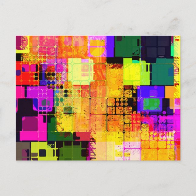 Funky Geometric Multicolored Design Postcard (Front)