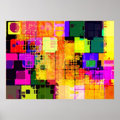 Funky Geometric Multicolored Design Poster