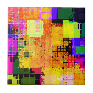 Funky Geometric Multicolored Design Tile