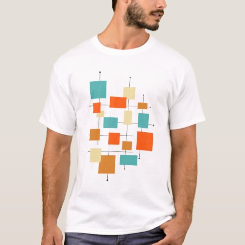 Funky Geometric Squares Mid  Century Retro T_Shirt