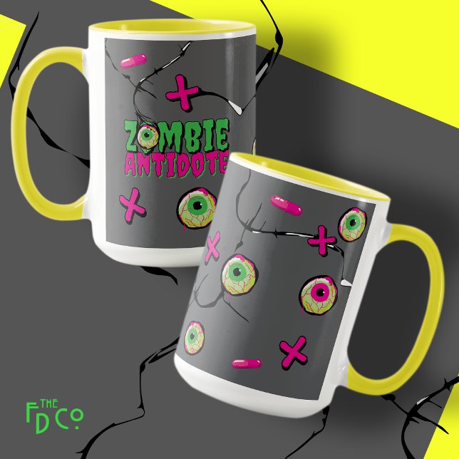 Funky Ghoulishly Cute Funny Zombie Antidote Pun  Mug (Creator Uploaded)