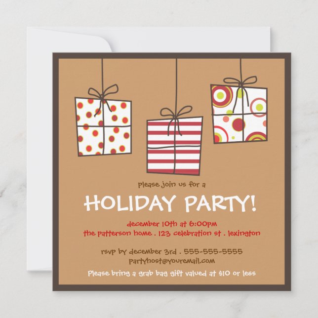 Funky Gifts Holiday Grab Bag Party Invitation (Front)