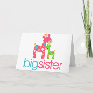 Funky Giraffe Big Sister Tshirt Card