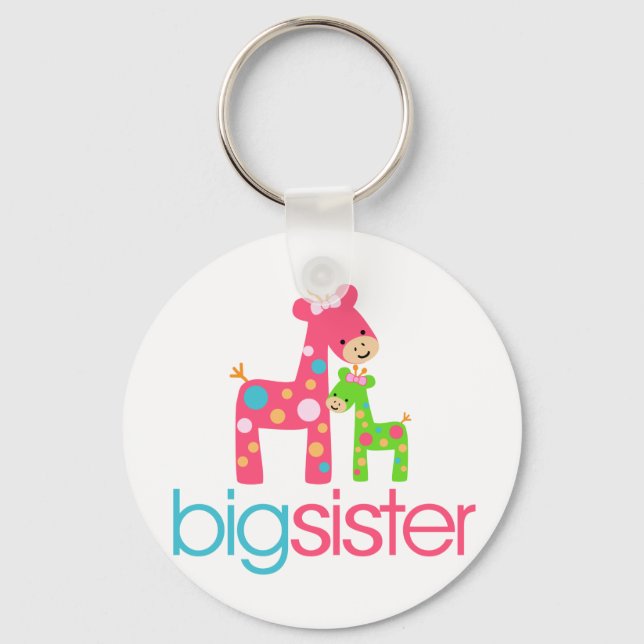 Funky Giraffe Big Sister Tshirt Keychain (Front)