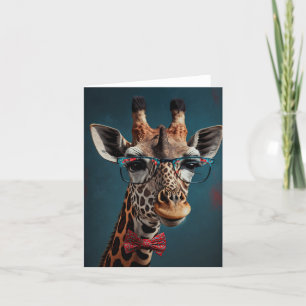 Funky Giraffe Hipster Funny Animal Portraits Card