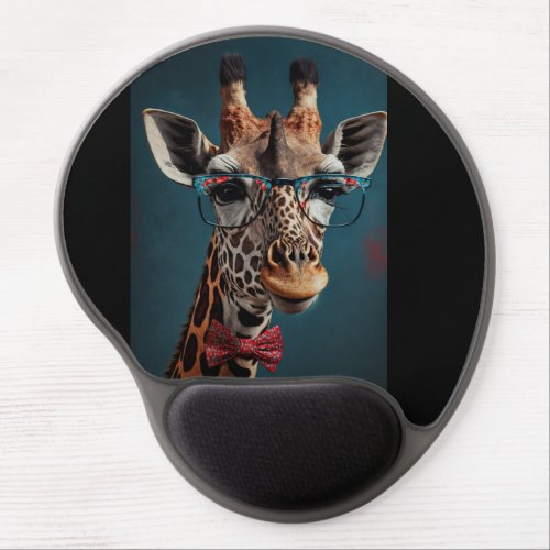 Funky Giraffe Hipster Funny Animal Portraits Clipb Gel Mouse Pad