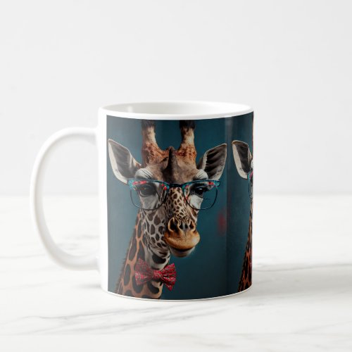 Funky Giraffe Hipster Funny Animal Portraits Coffee Mug