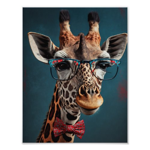 Funky Giraffe Hipster Funny Animal Portraits Photo Print